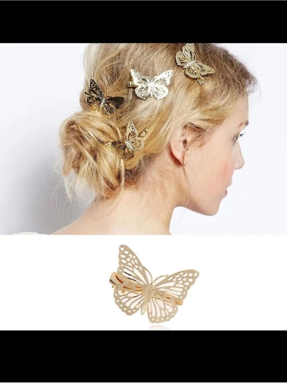 Gold Plated Butterfly Hair Clip Women Accessories